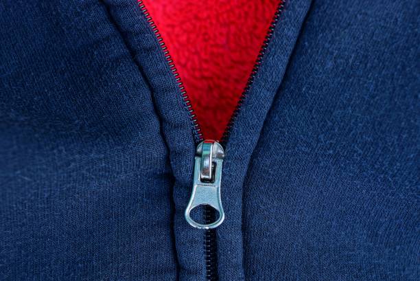 istock gray metallic zip on black red cloth jacket 1077588400