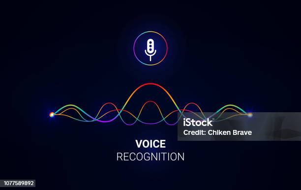 Personal Assistant And Voice Recognition Concept Soundwave Intelligent Technologies Microphone Icon Vector Illustration Voice Assistant Logocommunication With Phone Stock Illustration - Download Image Now