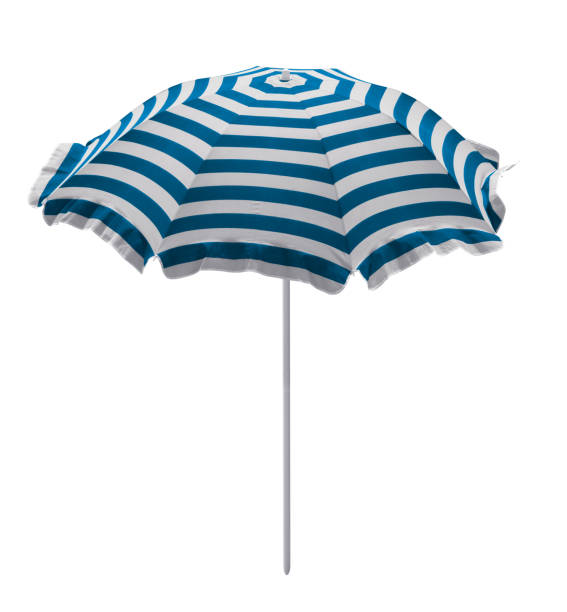 istock Beach umbrella - Light blue-white striped 1077591078