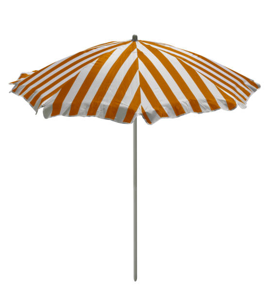 istock Beach umbrella - Orange-white striped 1077591132