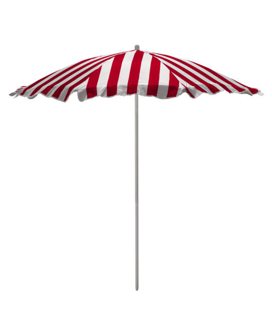 istock Beach umbrella - Red-white striped 1077591204