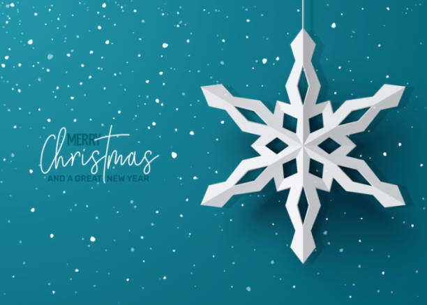 ilustrações, clipart, desenhos animados e ícones de cartão de férias - snowflake winter blue paper