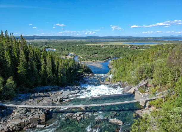 istock Aerial landscape over suspension bridge 1077595718