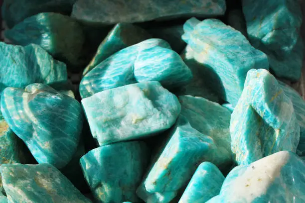 amazonite mineral collection as very nice background