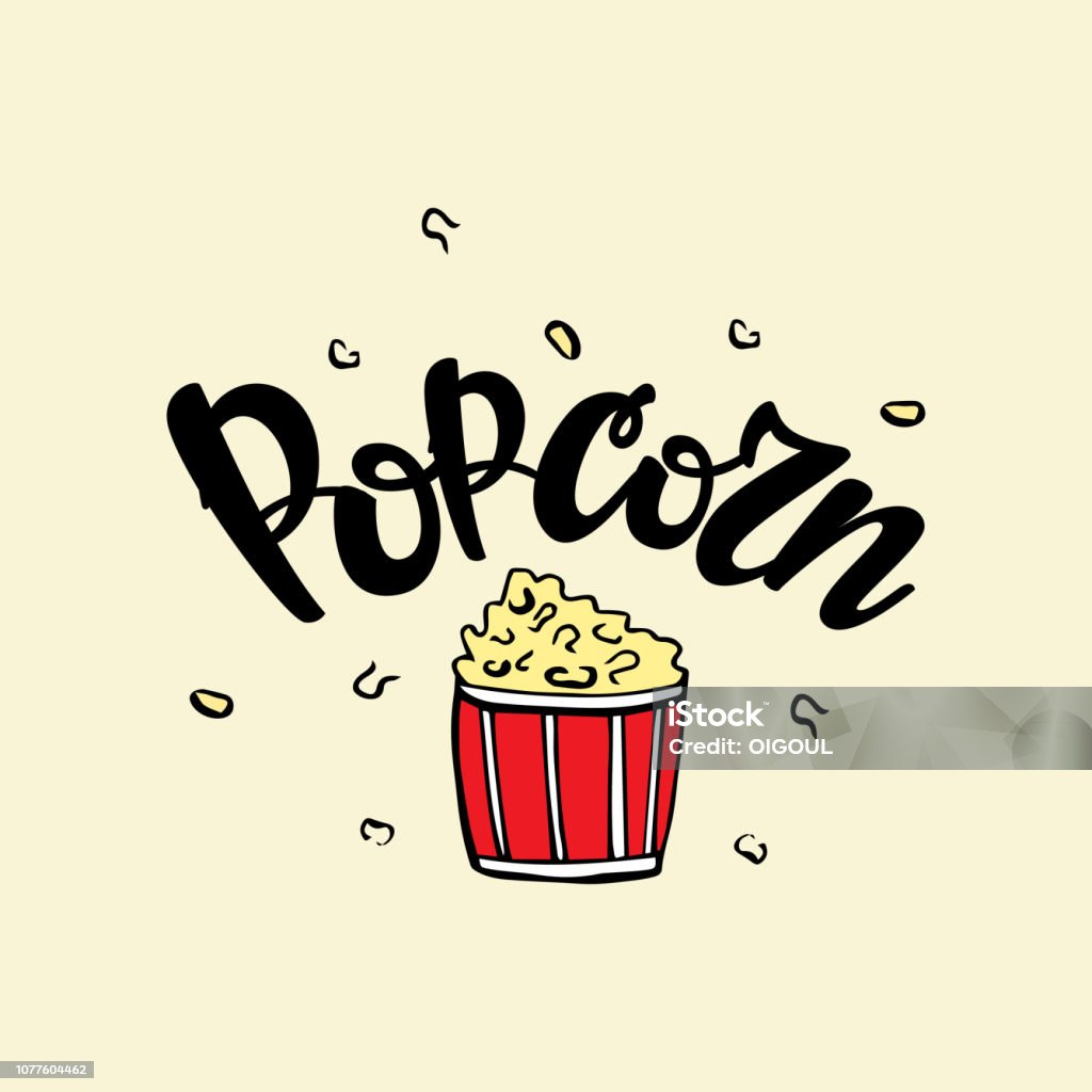 Cursive Popcorn Lettering Popcorn Vector Illustration Stock Illustration - Download ...