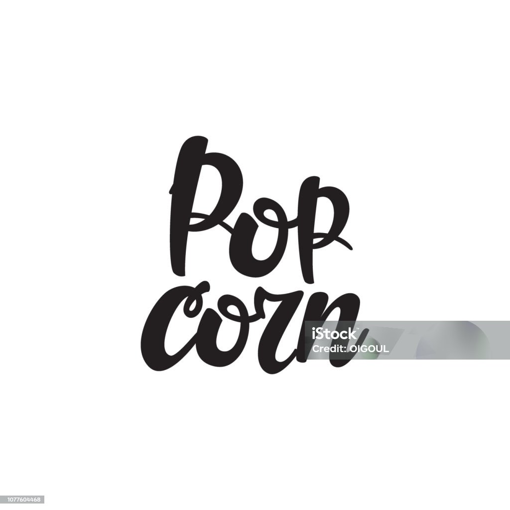 Cursive Popcorn Lettering Popcorn Vector Illustration Stock Illustration - Download ...