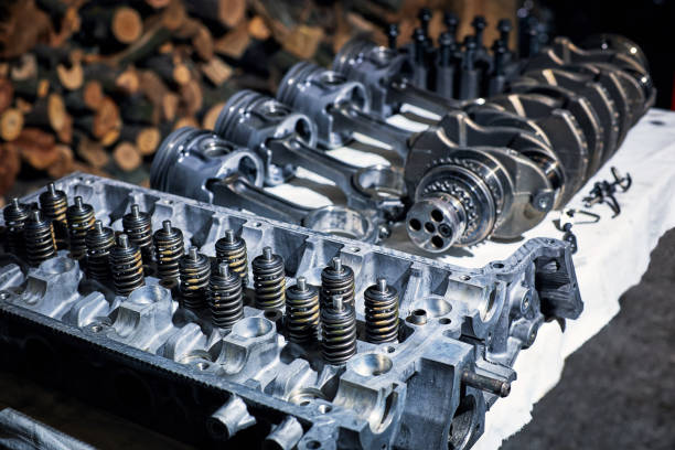 istock Automotive four-cylinder engine water cooling during repair. 1077604950