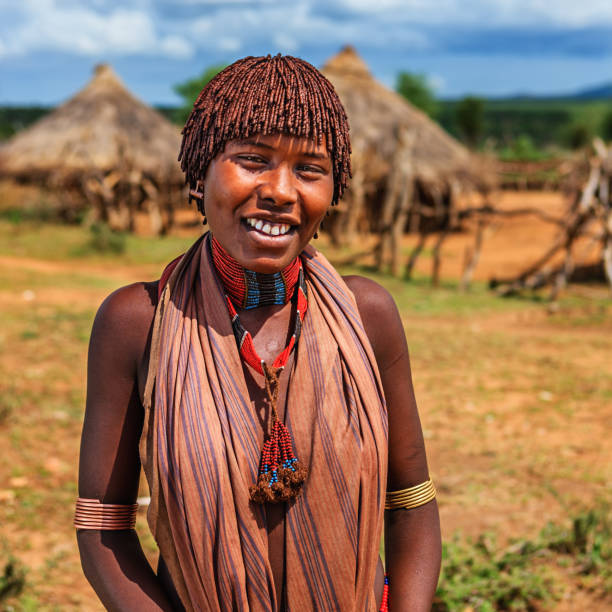 Portrait of woman from Hamer tribe, Ethiopia, Africa The Hamer tribe is an indigenous group of people in Africa, and this tribe lives in the southwestern region of the Omo Valley near Kenya, Africa. They are largely pastoralists. hamer tribe photos stock pictures, royalty-free photos & images