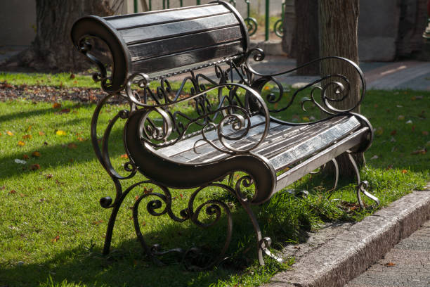 istock bench in the city park 1077619118