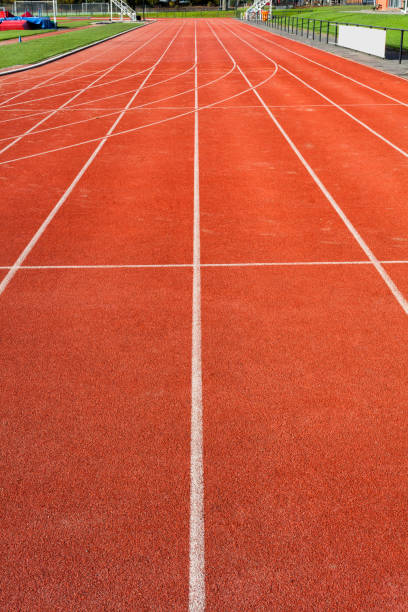 athletics track on the public stadium - north michigan avenue flash imagens e fotografias de stock