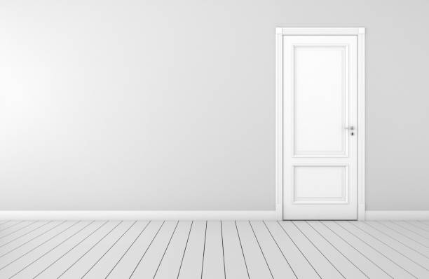 istock Modern interior room with door and white wall 1077628788