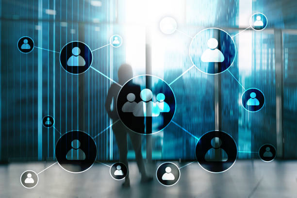 istock HR - Human resources management concept on blurred business center background. 1077629596