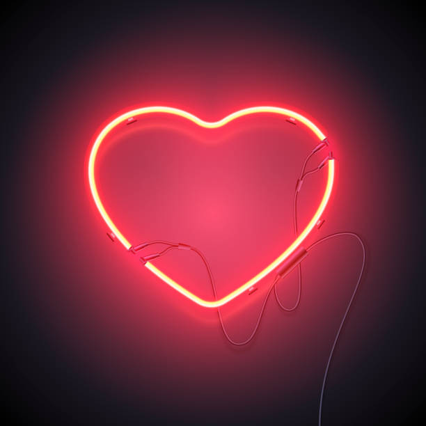 ハート ネオン sign2 - heart shape love backgrounds illuminated点のイラスト素材／クリップアート素材／マンガ素材／アイコン素材