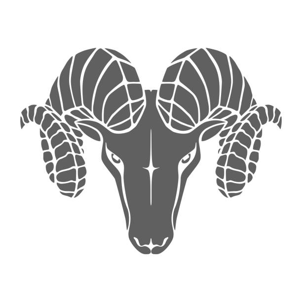 牡羊座 - ram bighorn sheep animal head animal themes点のイラスト素材／クリップアート素材／マンガ素材／アイコン素材