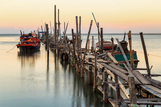 istock Sunset Wooden Bridge Over Sea 1077647710
