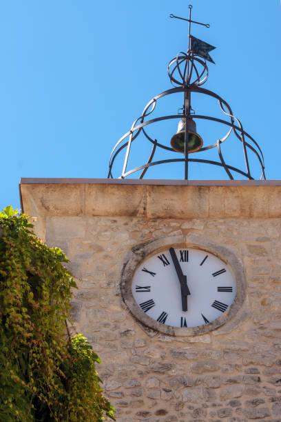 Clock tower at the village of Lurs in Provence France. Lurs France. 15 september 2018. Clock tower at the village of Lurs in Provence France. lur stock pictures, royalty-free photos & images