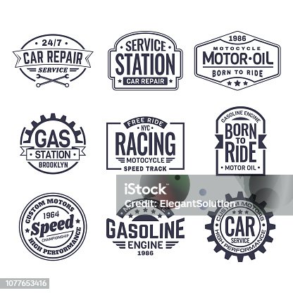 istock Labels for gas station,car repair service,racing 1077653416