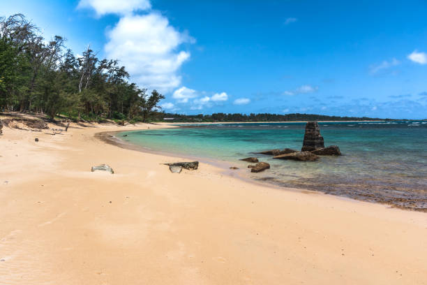 Malaekahana sand beach, Oahu, Hawaii stock photo