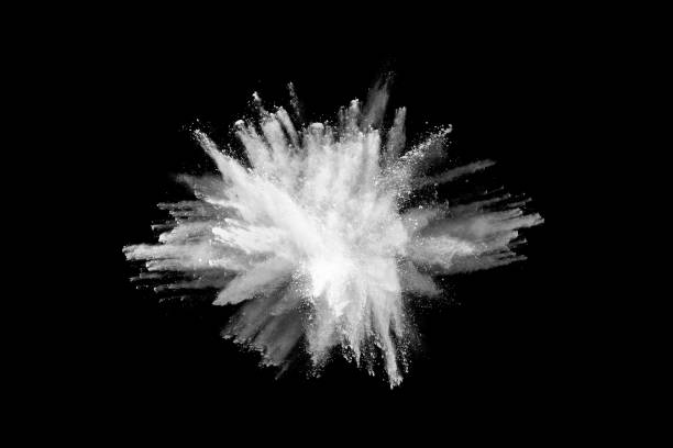istock White powder explosion on black background. Colored cloud. Colorful dust explode. Paint Holi. 1077671268