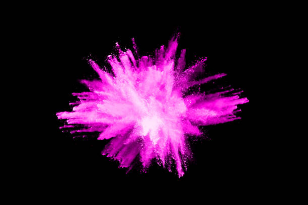 istock Pink powder explosion on black background. Colored cloud. Colorful dust explode. Paint Holi. 1077671414