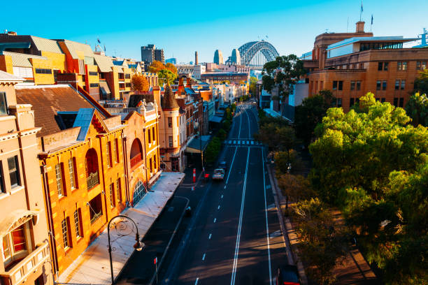 die felsen in circular quay, sydney, australien - the rocks fotos stock-fotos und bilder