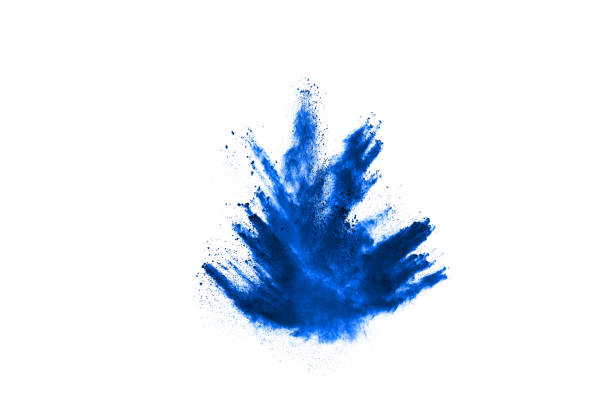 istock Blue powder explosion on white background. Colored cloud. Colorful dust explode. Paint Holi. 1077671756