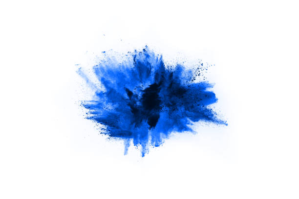 istock Blue powder explosion on white background. Colored cloud. Colorful dust explode. Paint Holi. 1077671770