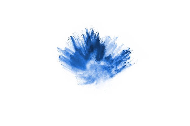 istock Blue powder explosion on white background. Colored cloud. Colorful dust explode. Paint Holi. 1077671808