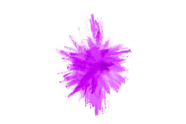 istock Freeze motion of purple color powder exploding on white background. 1077671980