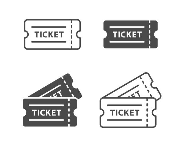 набор значков билетов - ticket event ticket stub coupon stock illustrations