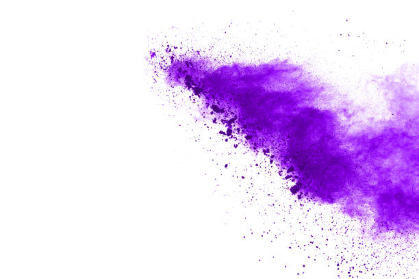 istock Freeze motion of purple color powder exploding on white background. 1077681080