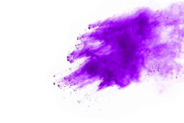 istock Freeze motion of purple color powder exploding on white background. 1077681108
