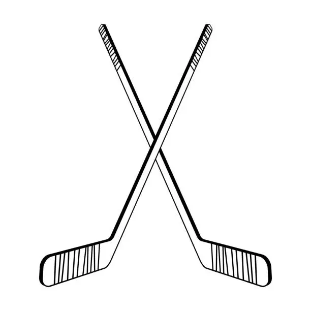 Vector illustration of Two crossed hockey sticks