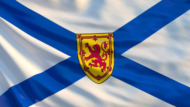 bandera de nueva escocia. bandera de provincia de nueva escocia, canadá - toronto canada flag montreal fotografías e imágenes de stock