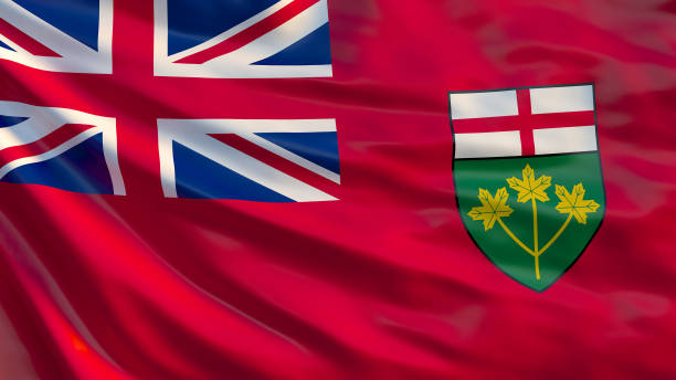 istock Quebec flag. Waving flag of Quebec province, Canada 1077704174