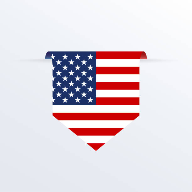 illustrazioni stock, clip art, cartoni animati e icone di tendenza di nastro bandiera usa o pennant. appeso bandiera degli stati uniti. simbolo nazionale americano. illustrazione vettoriale. - fourth of july honor freedom square