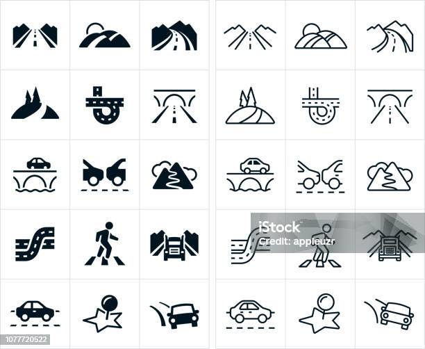 Roads Icons Stock Illustration - Download Image Now - Icon Symbol, Road, Bridge - Built Structure