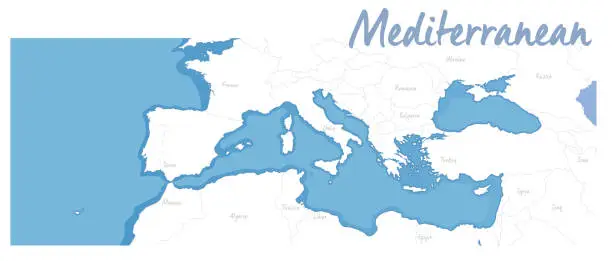Vector illustration of Map of Mediterranean