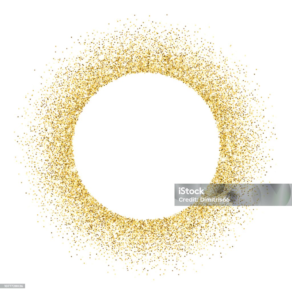 골드 벡터 반짝이 원형 프레임 - 로열티 프리 금-금속 벡터 아트