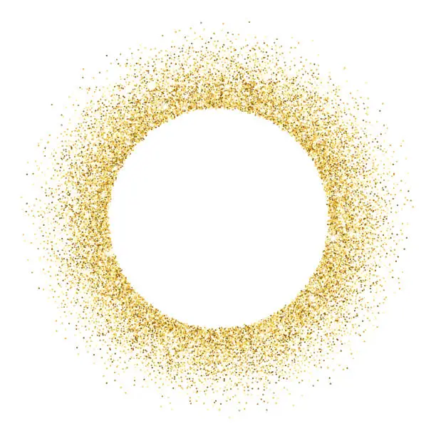 Vector illustration of Gold vector glitter circle frame