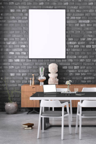 istock Nordic style apartment dining room with picture frame template 1077732744