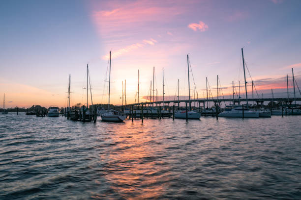 istock Sunset over the Marina in Oriental, NC 1077741018