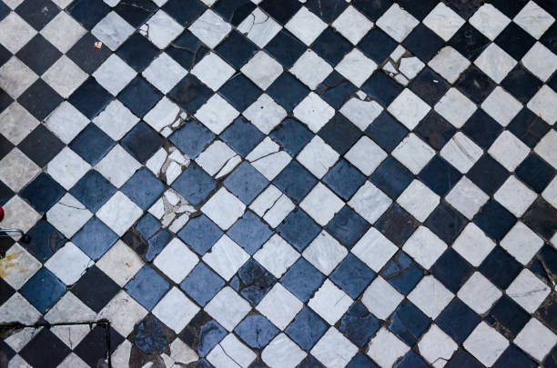istock Black And White Checkered Floor Tiles, background, texture 1077744408