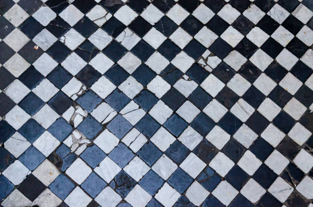 istock Black And White Checkered Floor Tiles, background, texture 1077745458