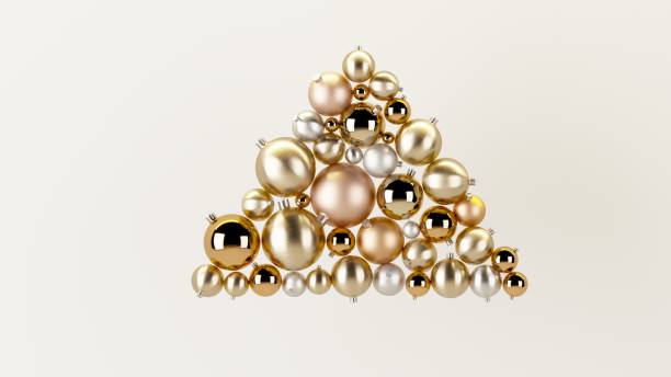 istock 3d rendering Cristmas concept: Christmas tree made from golden and silver christmas balls 1077746538