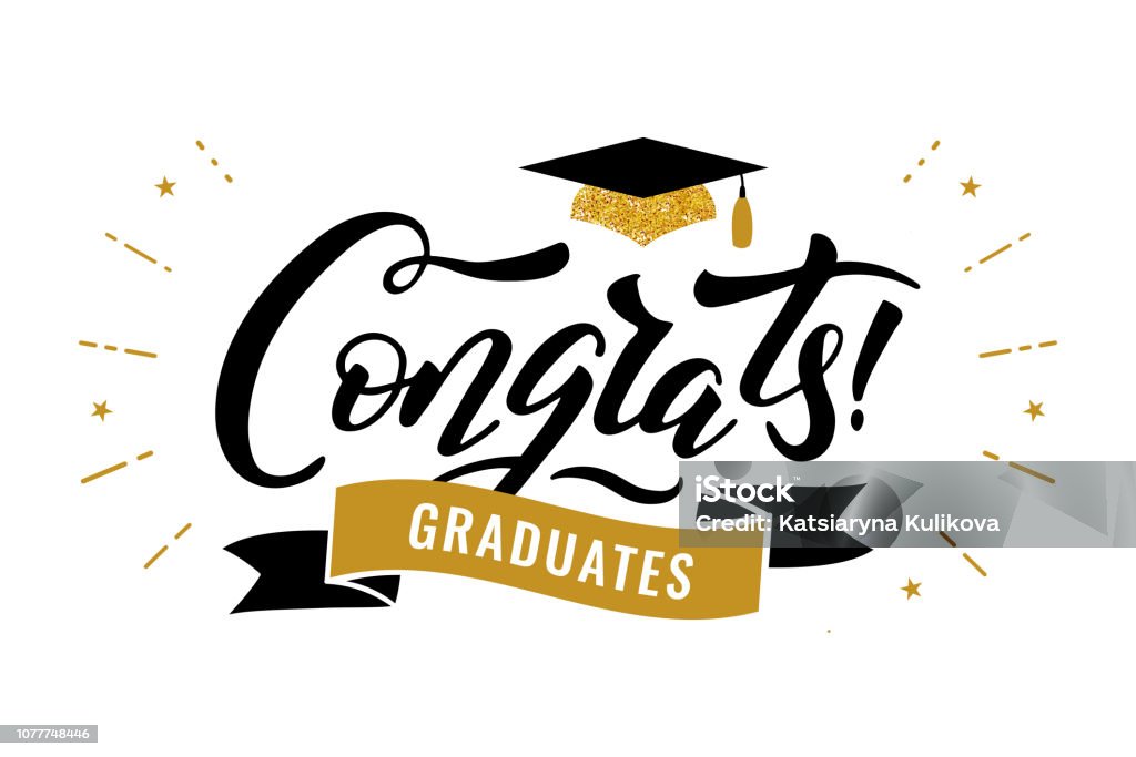 Congrats Graduates classe di laurea 2019 festa di congratulazioni - arte vettoriale royalty-free di Celebrazione della laurea