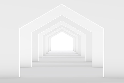 Built Structure, Tunnel on white background.