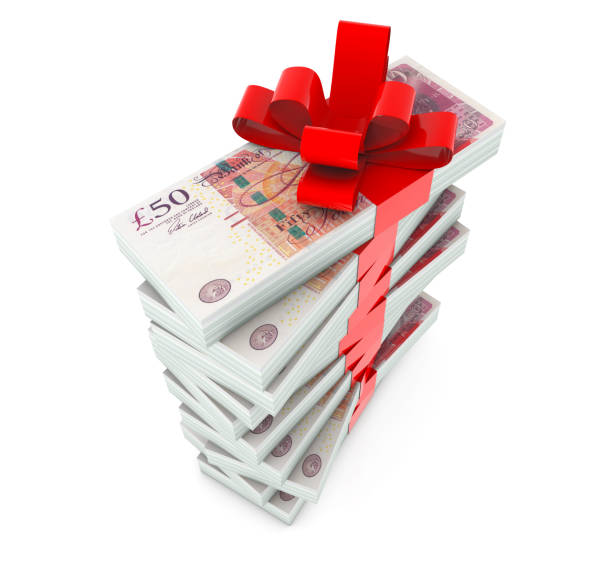 money gift - gift currency british currency pound symbol imagens e fotografias de stock