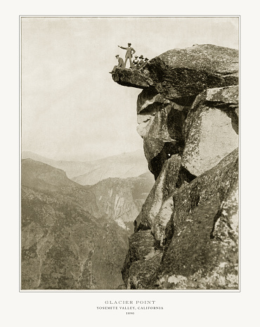 Antique American Photograph: Glacier Point, Yosemite Valley, California, United States, 1893: Original edition from my own archives. Copyright has expired on this artwork. Digitally restored.