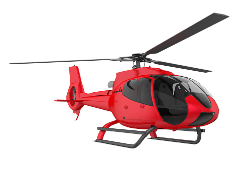 Red Helicopter isolated on white background. 3D render